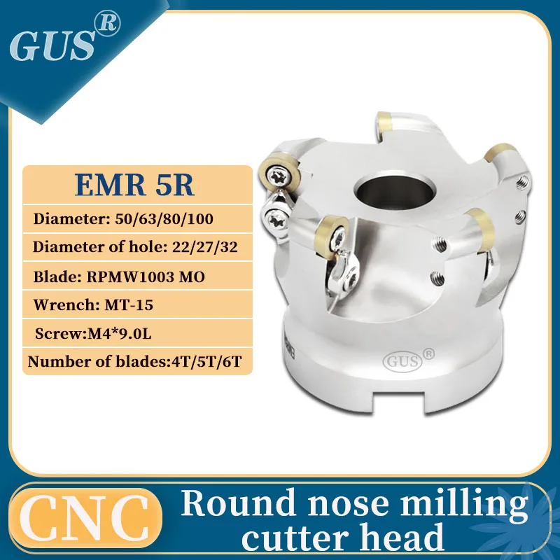 EMR EMRW TRS 5R 6R 8R 50 52 63 80 100  Round Nose CNC Face Milling Cutter Head For RPMW1003 1204 1606 RDMW10T3 1204 1604 Blade