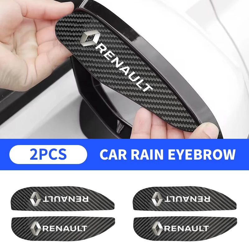 2PCS Carbon Fiber Car Rearview Mirror Rain Eyebrow Visor For Renault Megane 2 3 4 Twingo Clio Talisman Captur Trafic Scenic 2