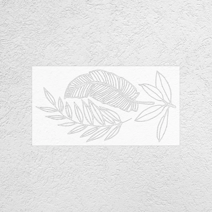 Palm Tree Leaf Line Art 58cm - 97cm Wall Stencil Decor For Painting Plaster Putty Decorative Larges Target Linear Tropical S582