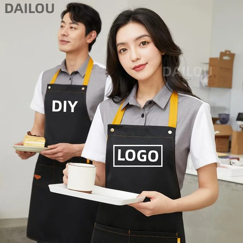 

Restaurant Waterproof Apron Logo Customized for Men and Women For Baking Hotel Kitchen Barber Shop Beauty Manicure Cooking bib