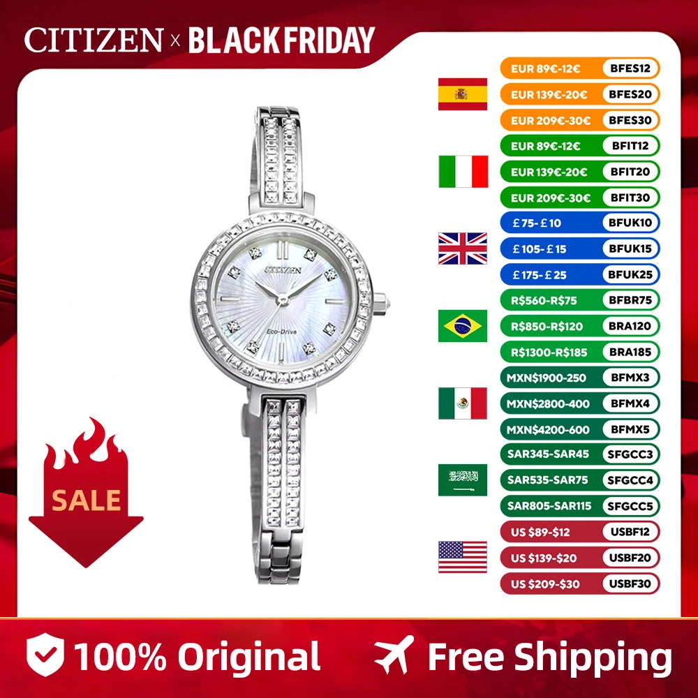 CITIZEN Japanese original women's watch  Fashion Casual Simple quartz watches Steel Leisure Watches EM0860-51D