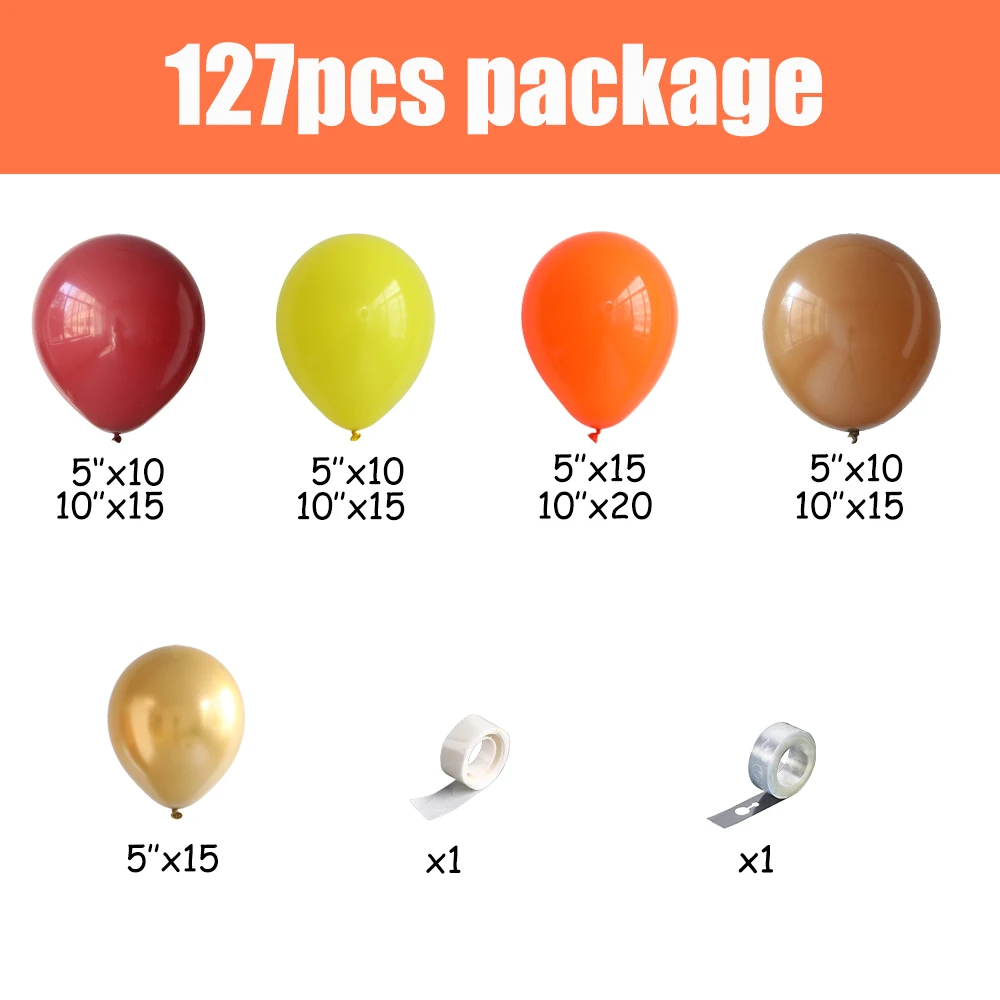 127pcs Fall Balloon Garland Arch Kit Orange Brown Burgundy Gold Balloon Thanksgiving Autumn Little Pumpkin Birthday Party Decora - view 2