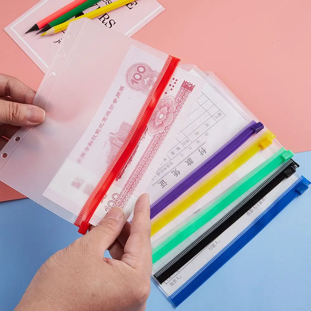 Buste trasparenti Borse a fogli mobili Organizzatori a 6 anelli Cartelle con cerniera Raccoglitore per notebook Tasche raccoglitore formato A5 A6
