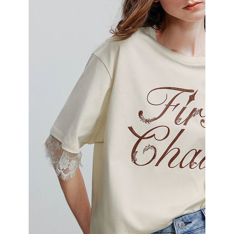 TOYOUTH Dames T-shirt met korte mouwen 2025, lente nieuwe tops 8521002