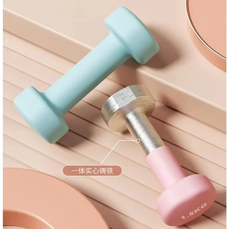 Massive Hanteln mit flachem Kopf aus Gusseisen – mattierte beschichtete Oberfläche, bequemer Griff für Heimübungen, Yoga- und Fitnesstraining