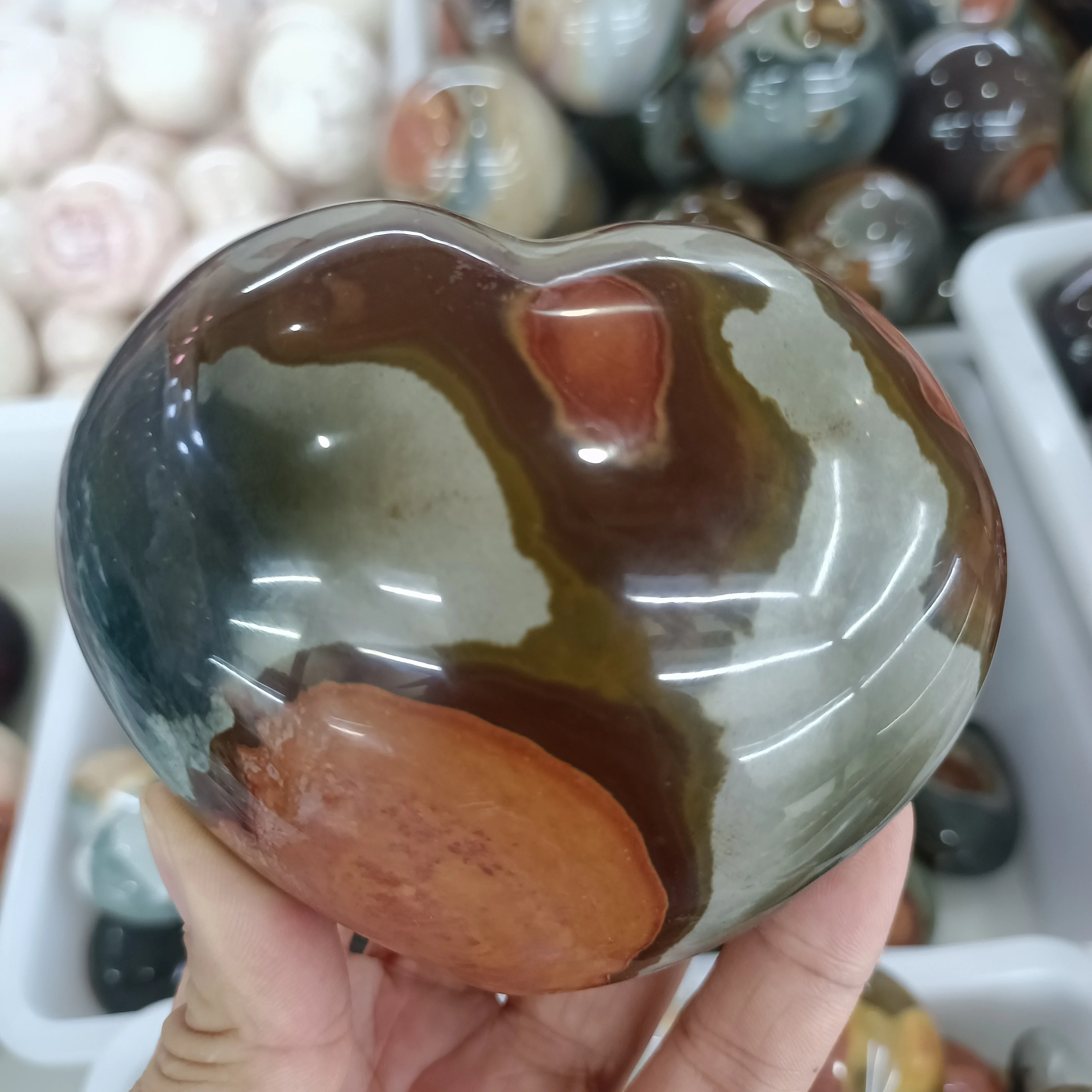 Natural Marine Jade Stone Carving Heart Crystal Energy Gem Home Office Decoration Gift Mineral Reiki Healing