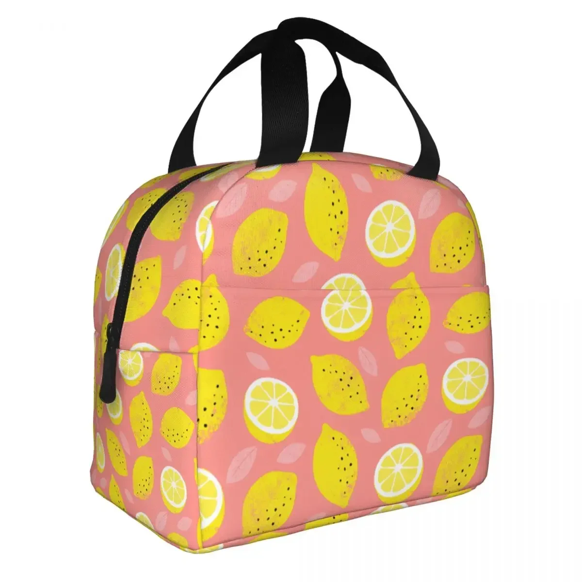 Summer Lemon Lunch Bags Portable Insulated Oxford Cooler Bags Thermal Food Picnic Lunch Box for Women Children