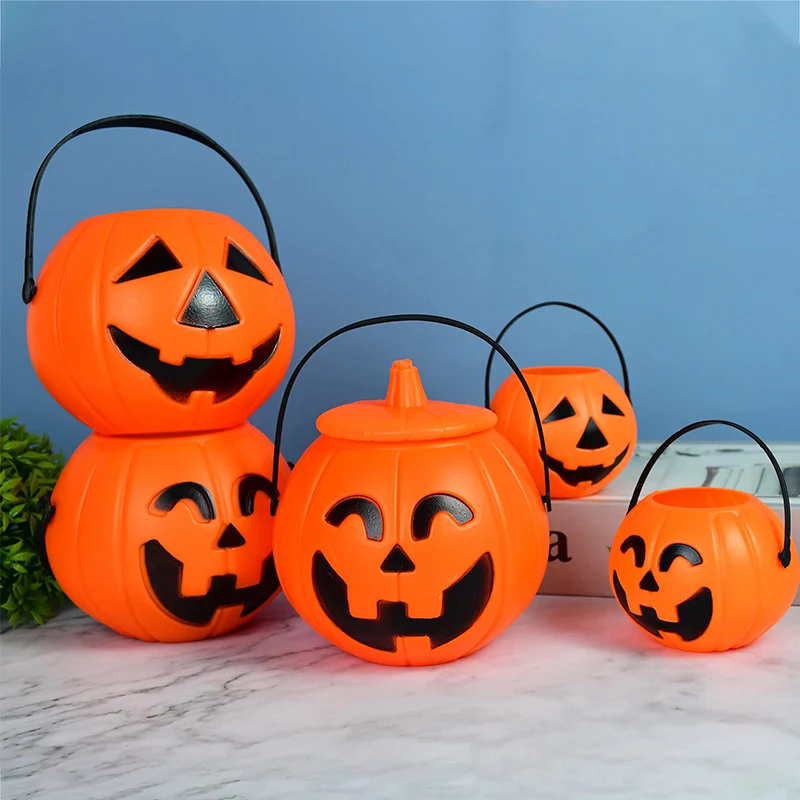 

3Pcs Halloween Pumpkin Candy Holder Bucket Basket Portable Trick Or Treat Buckets For Home Halloween Party Decor Organizer Box