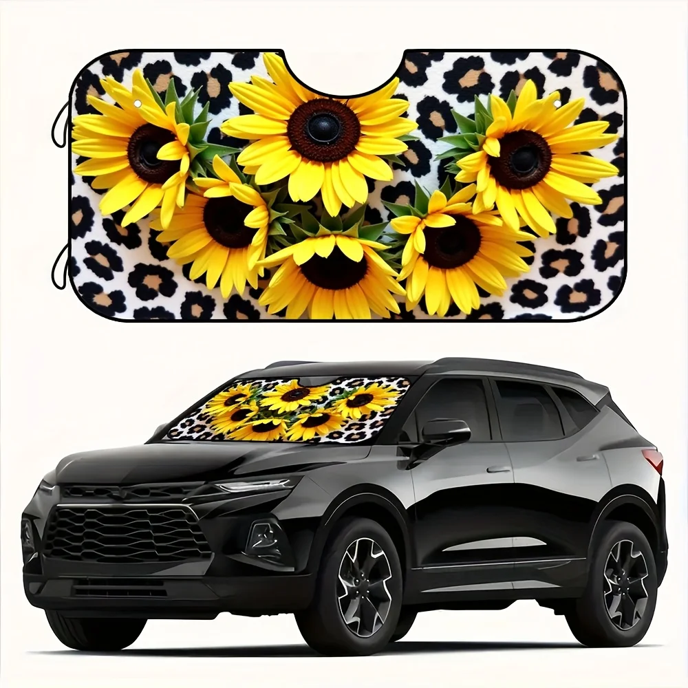 

1 шт., солнцезащитный козырек на лобовое стекло автомобиля с подсолнухом, складной отражатель, блоки сохранения тепла, крутой автомобильный солнцезащитный козырек на переднее окно I