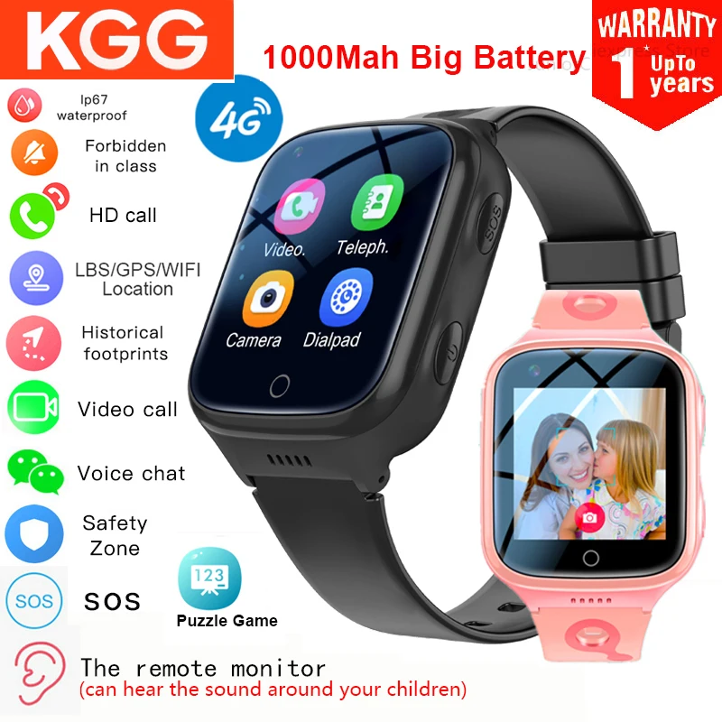 Kids Smart Watch 4g GPS WiFi Phone Watch 1000mAh Video Call Tracker Location SOS Call Back Monitor Children Gifts Smartwatch