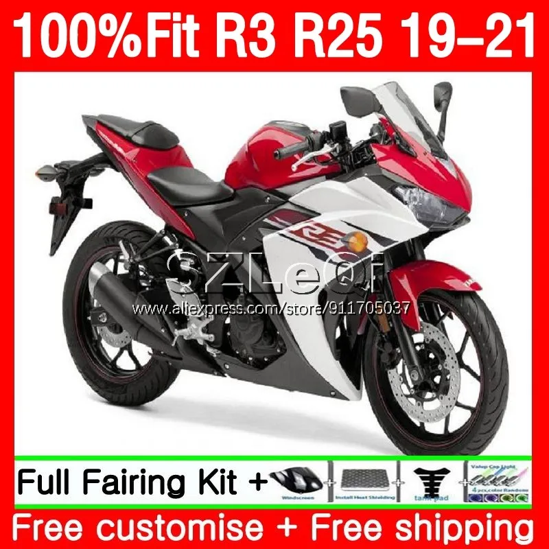 Injection For YAMAHA YZF R3 R25 R 3 25 YZFR25 YZFR3 19 20 21 22 138No.73 YZF-R3 YZF-R25 20119 2020 2021 2022 White red Fairing