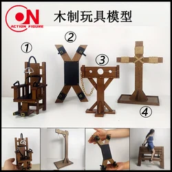 1/6 1/12 Wooden Chair Wood Cross T-frame Model Toys For 6