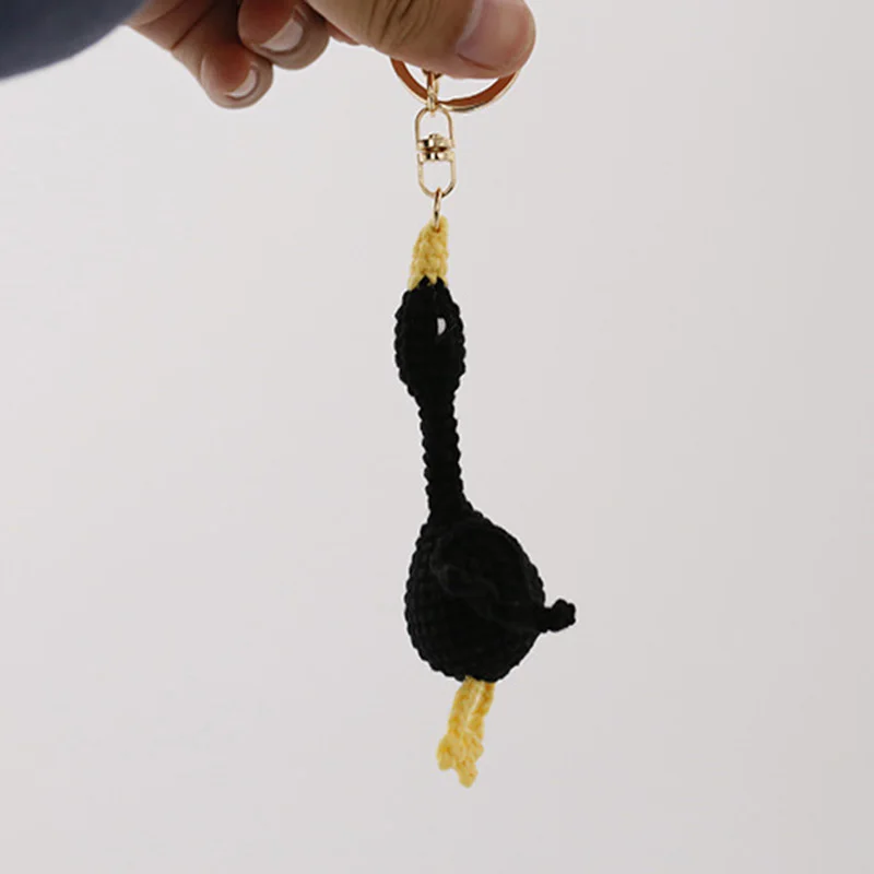 Cute Cartoon Handmade Crochet Swan Doll Knitted Crocet Keychain Cartoon Animals Ornaments Bag Ornaments Finished