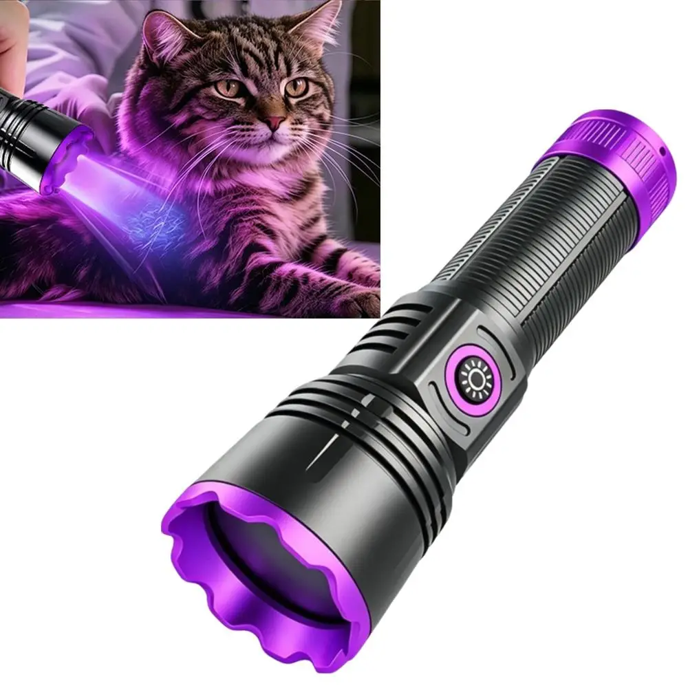 Longwave 365nm UV Flashlight Shortwave Rechargeable Blacklight LED Flashlight LED ABS UV Flashlight Lamps Resin Curing