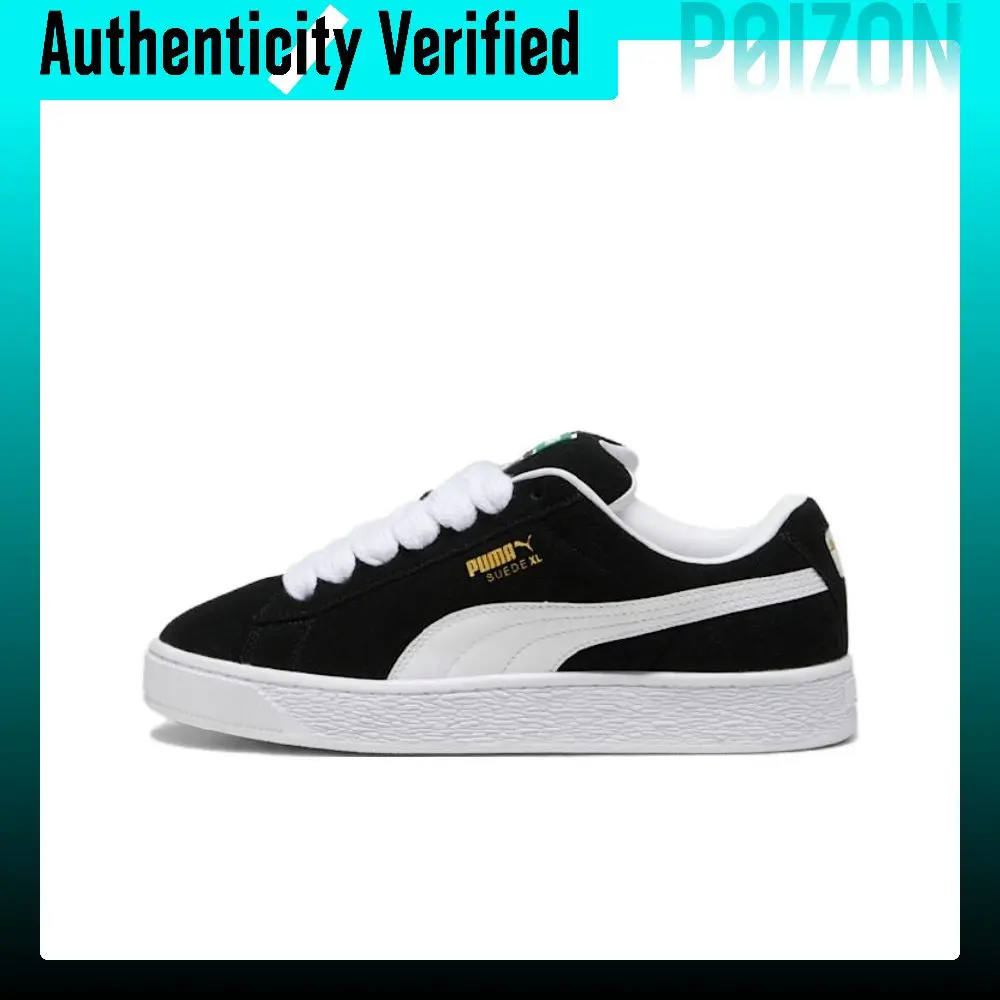 PUMA Suede XL Slip Resistant Abrasion Resistant Low top Skateboard Shoes Unisex Black White 395205-02