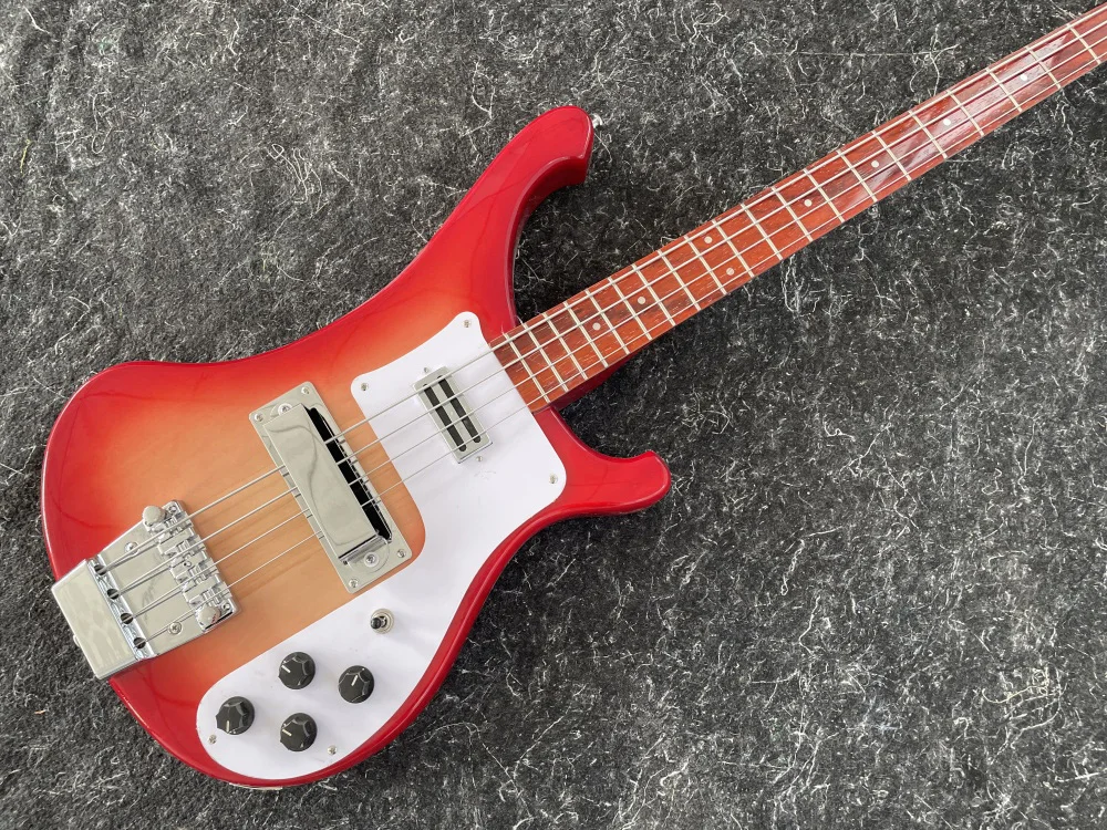 

Cherry Sunburst Electric Bass Guitar,neck through body，4 String Bass , Rosewood Fingerboard, 4003 High Quality, freeshipping