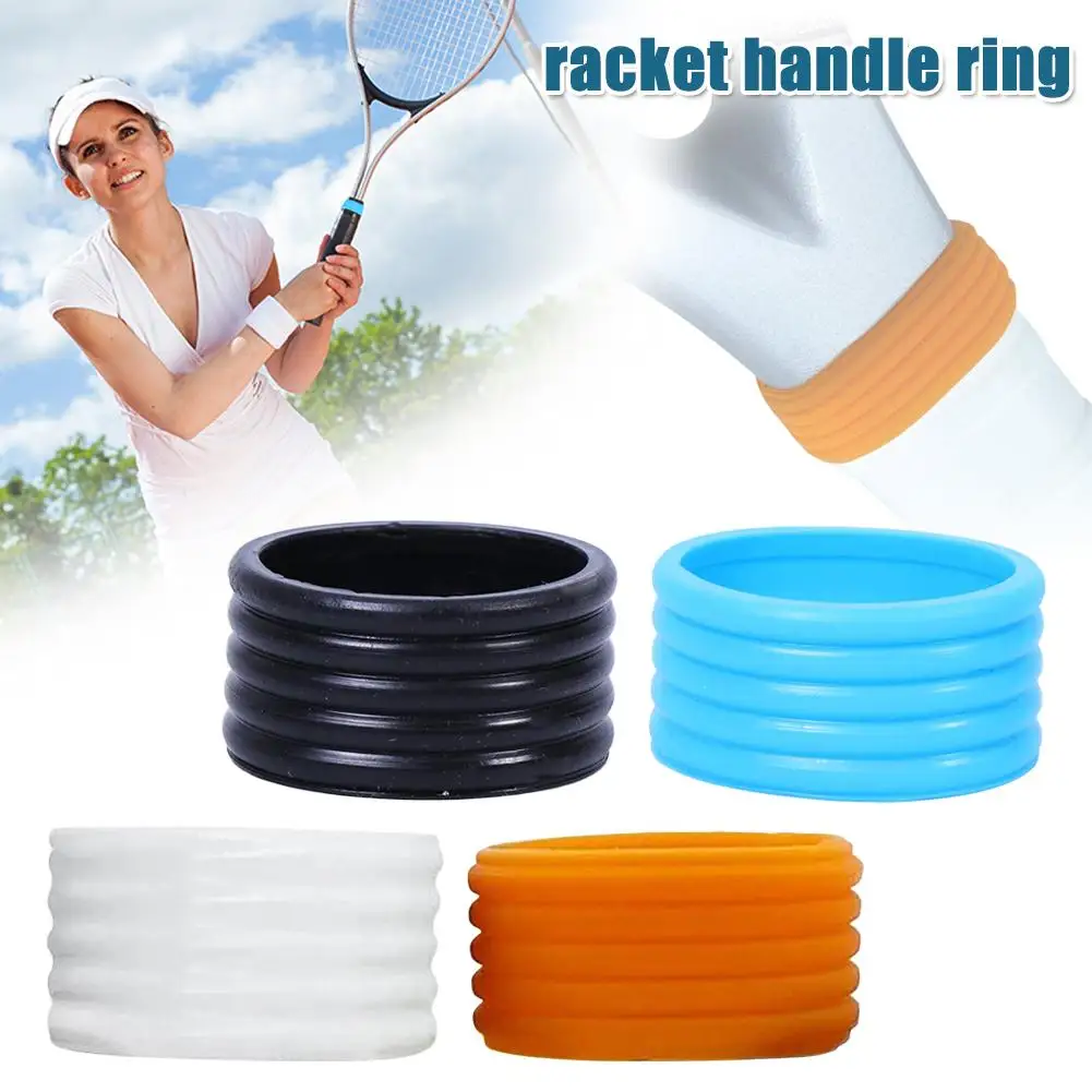 4Pcs/lot Silicone Tennis Racket Grip Handle Closure Stretchable Rubber Tennis Band Sweat-absorbing Fixed Accessories H Z0U0