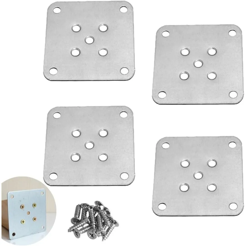

4 Pack Leg Mounting Plates Furniture Wooden Legs Mount Flat T-Plate Connector Attachment Bracket Base with Screws for Sofa Cabin