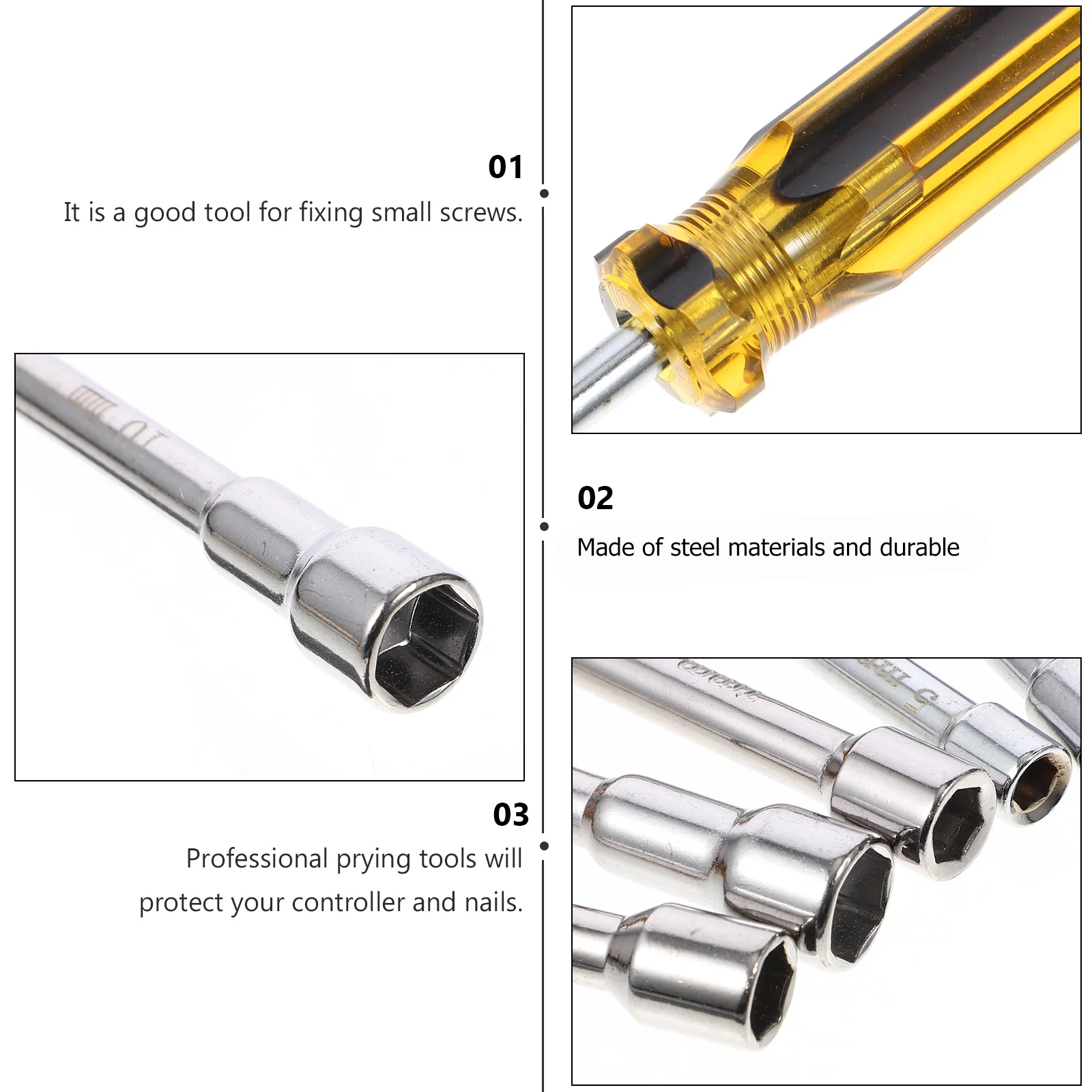 6Pcs 50-100mm Steel Nut Driver Set Rc Helicopter Boat Car Repair Tool Kit Non-Slip Handle Precision Machining Nut Drivers