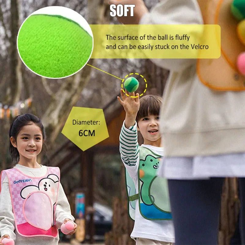 Dodgeball Game Set Throwing Ball Set Dodge Throwing Target Game 3 Sticky Balls 1 Vest Parent-Child Interactive Outdoor Activity