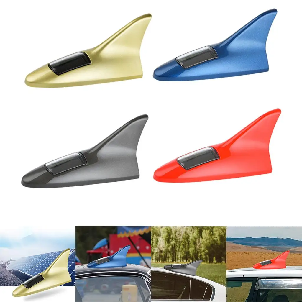 Shark Fin Warning Light Universal Automobile Top LED Warning Light Anti-Tailing Solar Power LED Warning Taillight Fit for Car