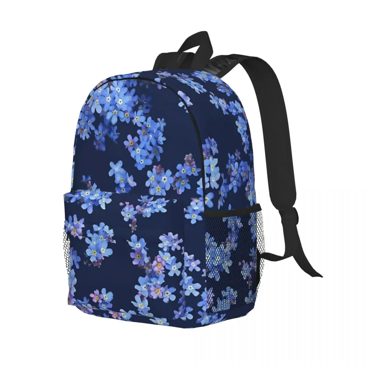 Forget Me Not, Watercolour Flowers On Dark Background Backpack Boy Girl Bookbag Student School Bags Travel Rucksack Shoulder Bag