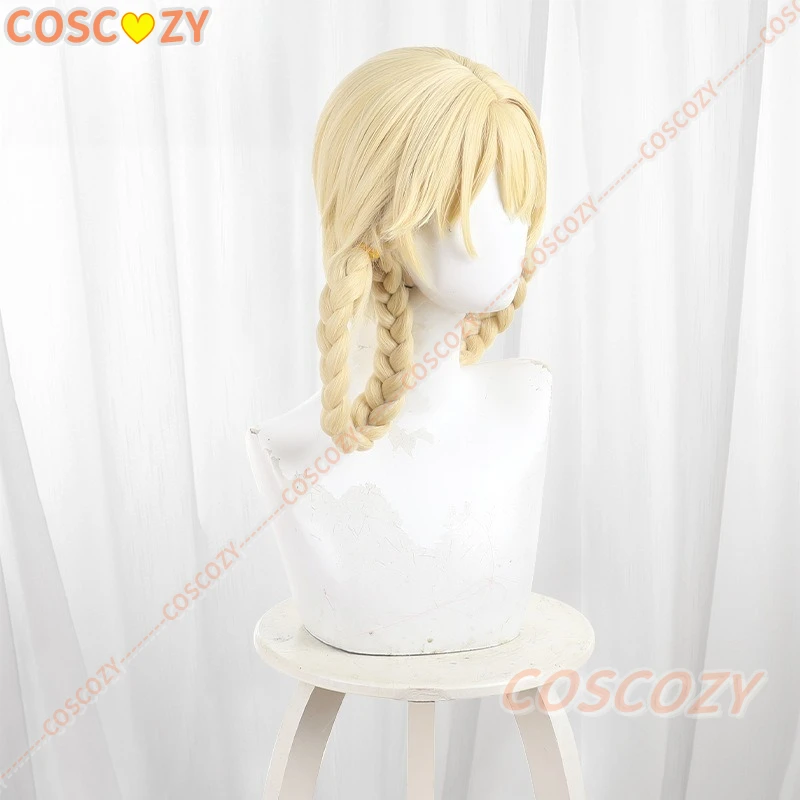 Genshin impacto jahoda cosplay peruca dourada tranças duplas adereços de jogo carnaval festa de halloween para mulheres meninas adereços de dramatização