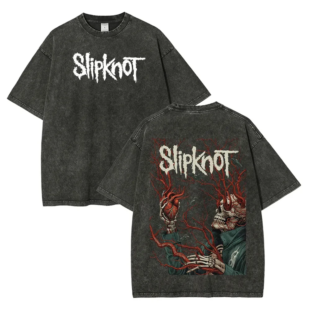Unisex Fit Slipknot Washed T-Shirt, Oversized, bedruckt, Rundhals, gewaschenes T-Shirt – Detail 4