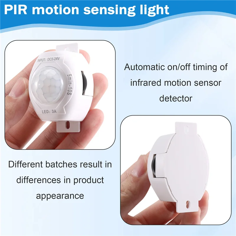 A61Z Deals PIR Infrared Motion Sensor Detector DC5-24V Auto On Off Timer Switch Home LED Light Body PIR Motion Sensor Lamp(White