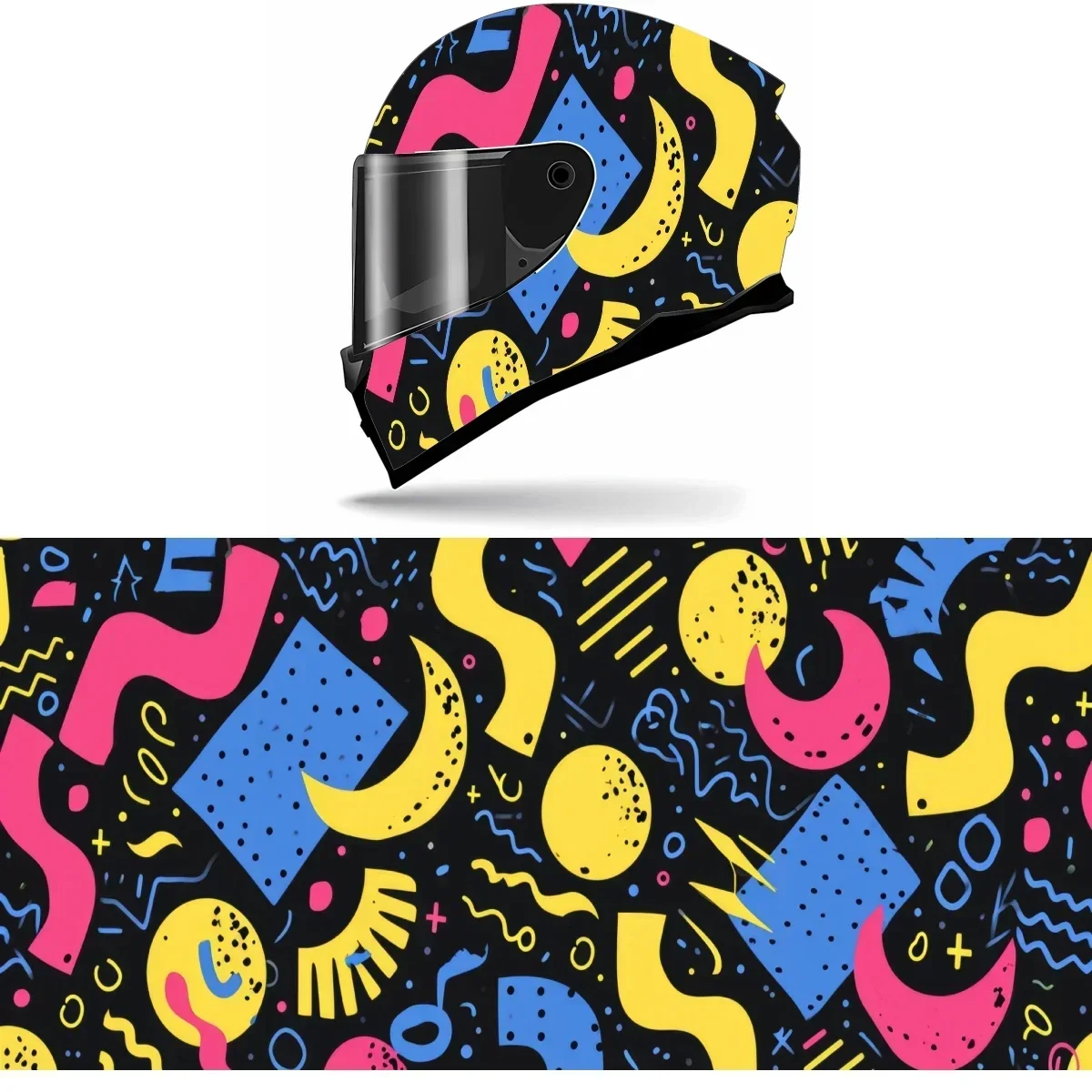 Adesivo de Vinil para Capacete de Motocicleta com Padrão Abstrato de Doodle, Gráfico de Corrida e Decoração Completa