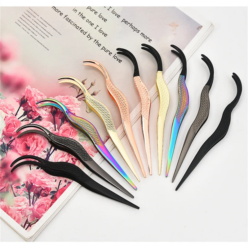 Lashes Tweezers Stainless Steel Lash Tweezers Eyelash Extensions False Eyelashes Tweezers Lash Tweezers for Eyelash Extensions