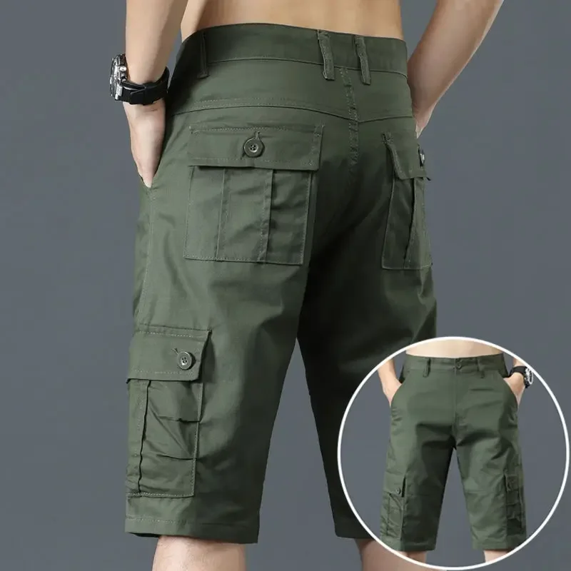 

Men's 5-point Multiple Pockets Casual Summer Thin Pure Cotton Work Shorts Trend Loose Breeches Fashion Sports Pants WT55