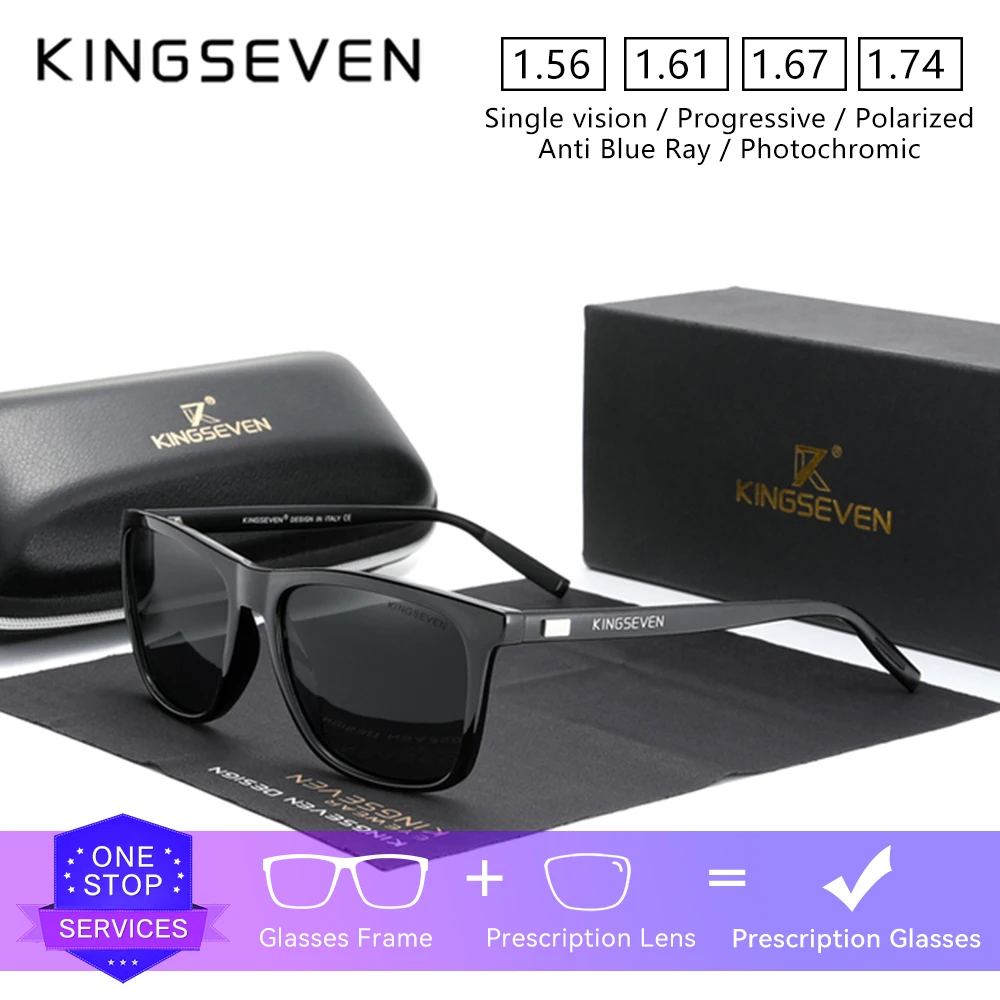 

KINGSEVEN Brand Original Optical Lens Sunlasses Men/Women Prescription Myopia Hyperopia Progressive Glasses Driving Eyewear