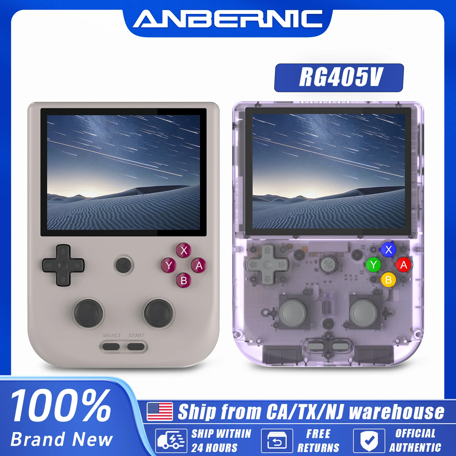 Anbernic RG405V Handheld Game Console 4’’ IPS Touch Screen Android 12 Unisoc Tiger T618 64-bit Game Player 5500mAh OTA Update