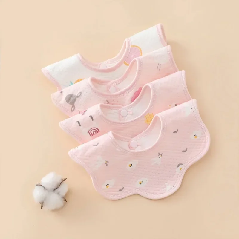 Baby cotton bib baby spit towel newborn spit milk waterproof 360 degree rotation men and women eat cute bib baby