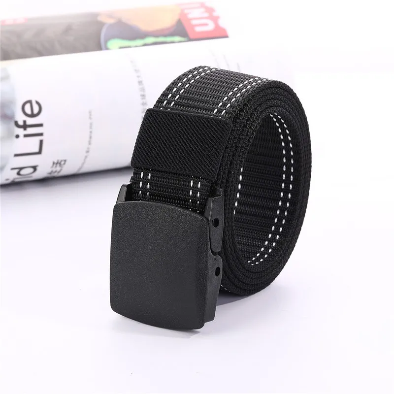 men's fashion canvas belt breathable quick-dry outdoors tactical belts plastic buckle waistband trend solid hiking sash girdle