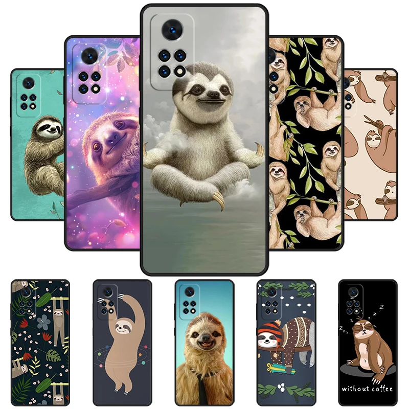 Cute Sloth Animals Phone Case For Redmi Note 11 EPro 11S 10T 9S Promax 8 Pro Xiaomi Mi 10 11 12X 12S Ultra Cover