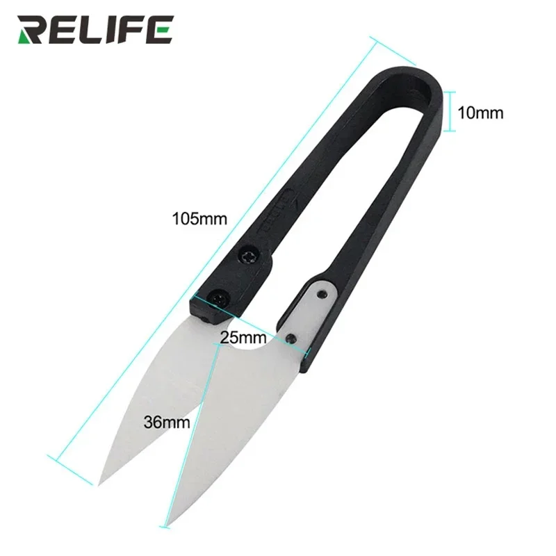 

RELIFE RL-102 керамические изолированные U-ножницы для фотоаккумулятора, инструменты для ремонта, антистатический Безопасный Кабель, портновские ножницы