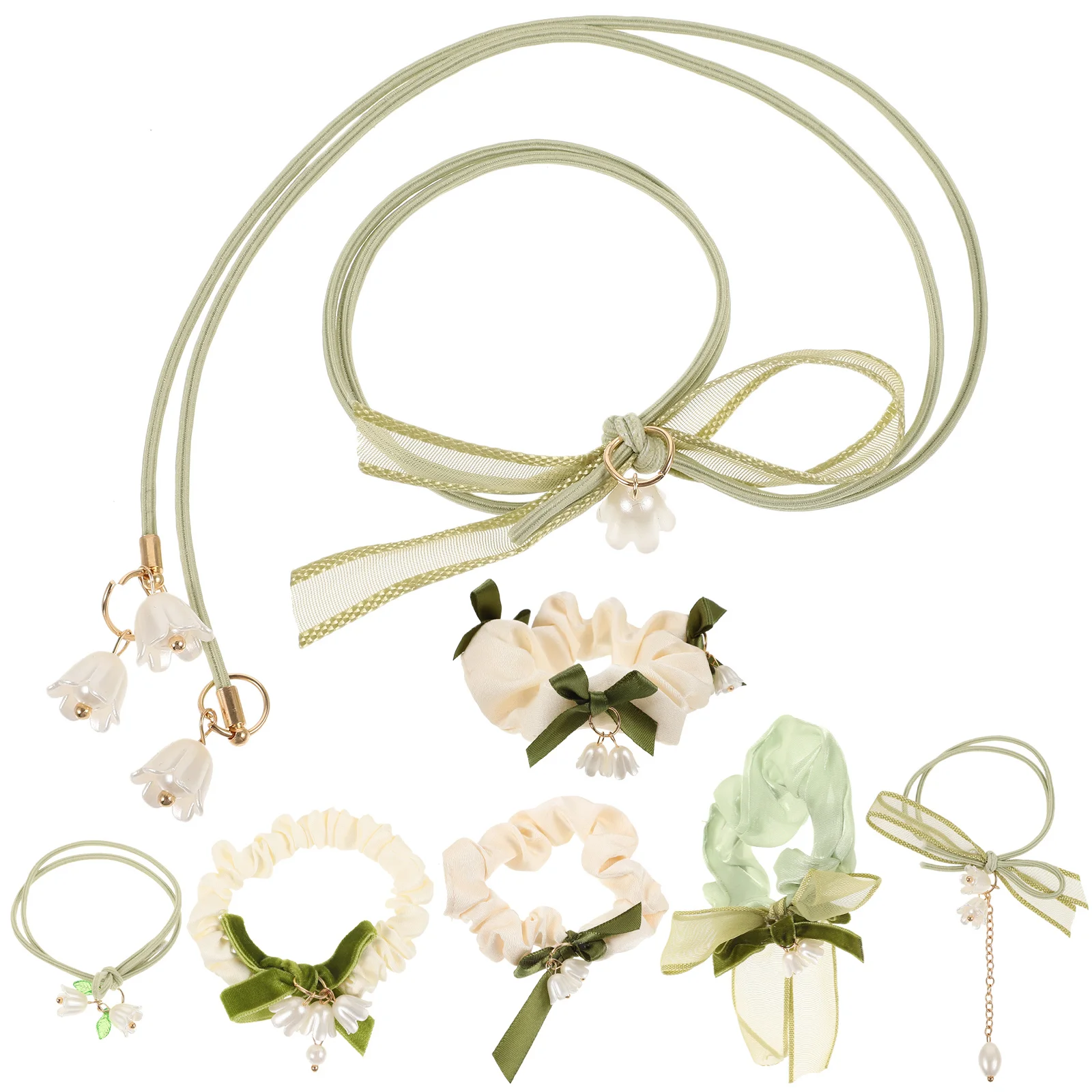 

8 pcs Lily Of The Valley Hair Ties For Women Thin Hair Bands No Damage Elastic Ropes Styling Accessories Scrunchies Girls