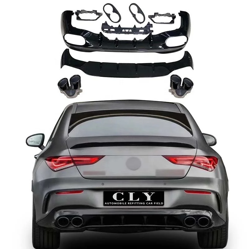 

CLY Diffuser With Exhaust Pipe For Benz W118 CLA Upgrade CLA45 AMG Rear Lip With Tips 2019+