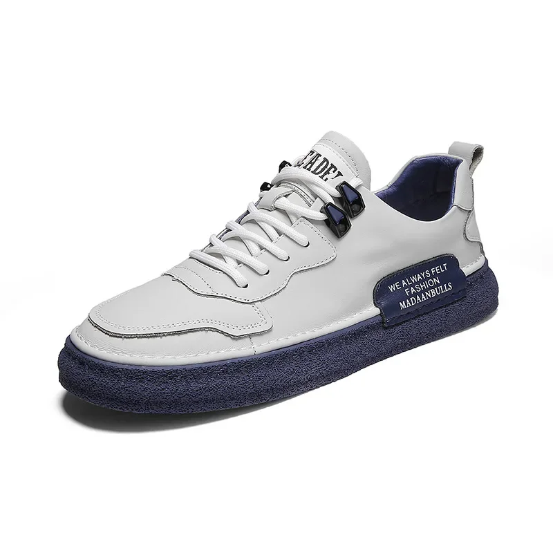 Sapatos de couro casual com sola macia masculina, sapatos esportivos respiráveis, moda outono-inverno, novo, 2024