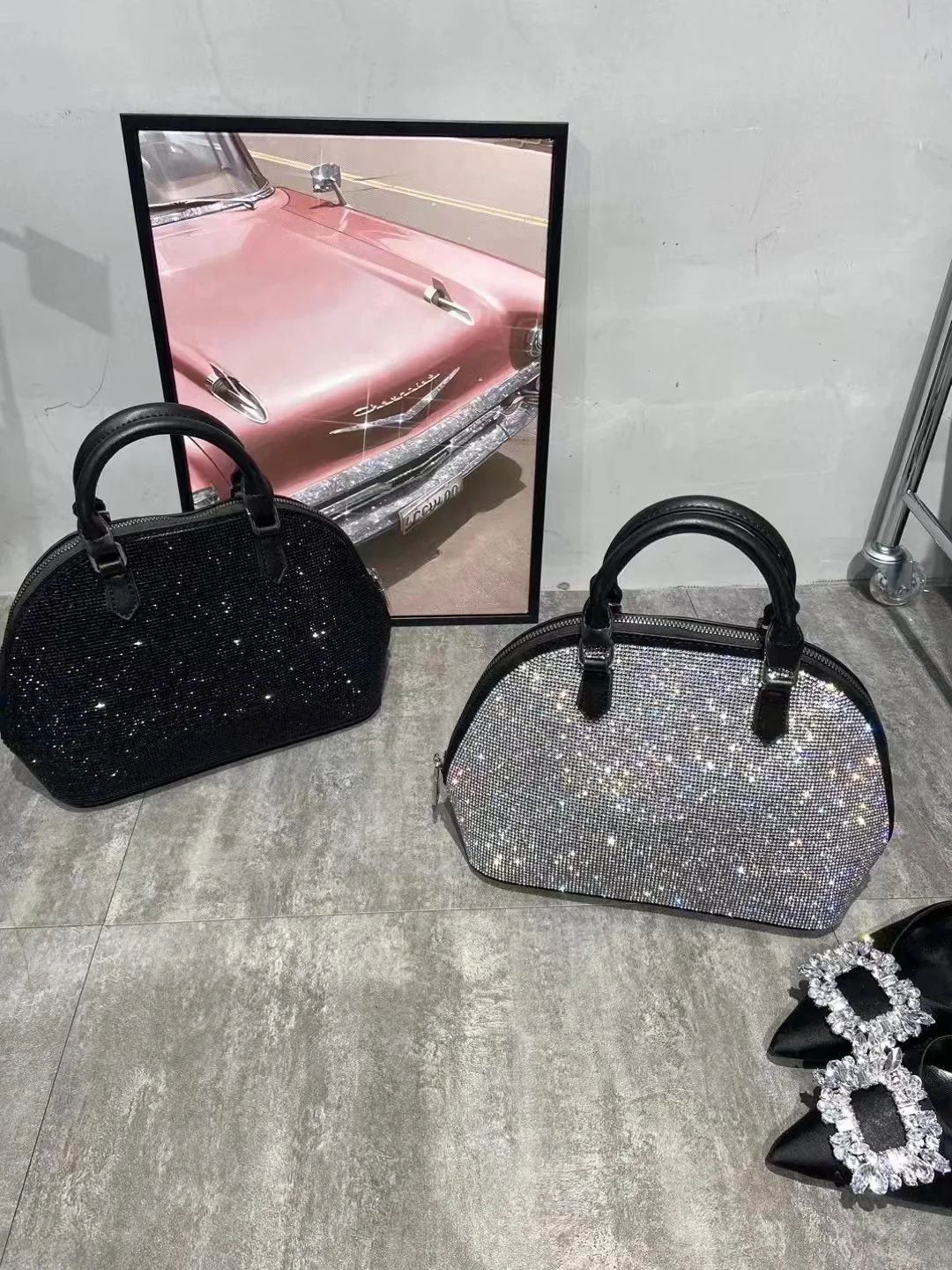 Luxury Crystal Shiny Rhinestone Diamond Bucket Bag Female Bling Evening Bag Lady Purse Women\'s Handbag Shoulder Messenger Bag