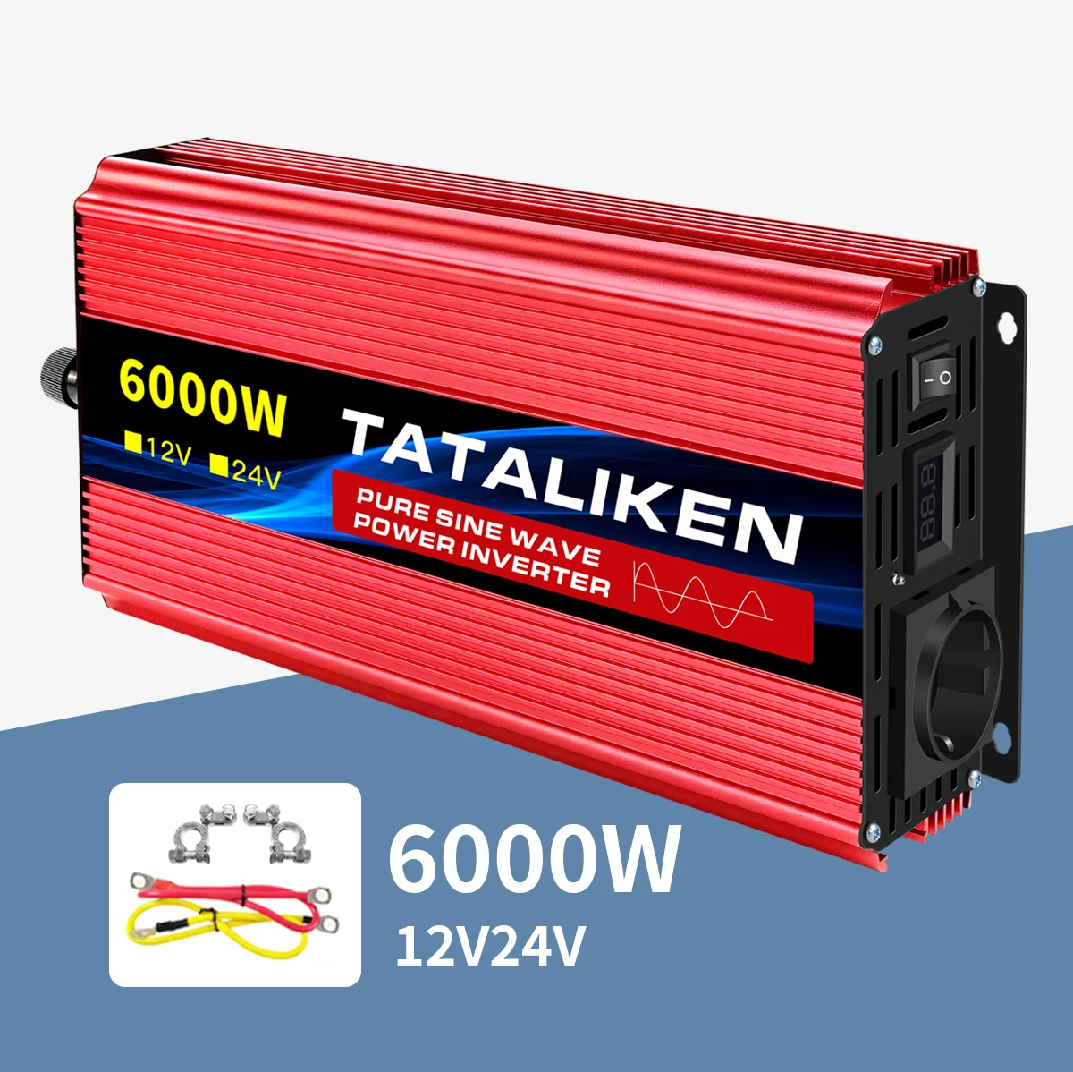 Wechselrichter reine Sinuswelle 2500 W/3500 W/4500 W/5000 WDC 12 V/24 V zu AC 220 V 230 V Spannungsübertragungskonverter Ladeadapter EU-Buchse – Detail 16