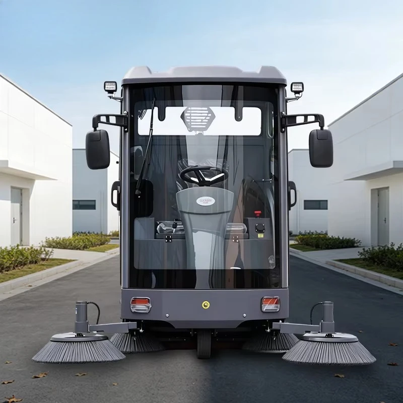 Ride on Sweeper with Vacuum Electric Floor Sweeper Industrial Road Sweeping Machine with Dust Control for Warehouse Customized