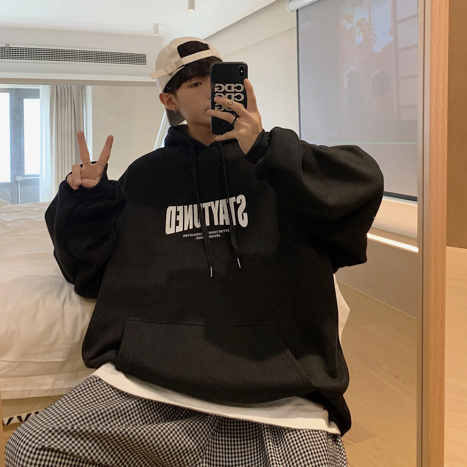 Lässiger Kapuzenpullover, übergroßer Streetwear-Vintage-Kapuzenpullover, Statement-Kapuzenpullover mit Buchstaben, bedrucktes, lässiges Kapuzen-Sweatshirt