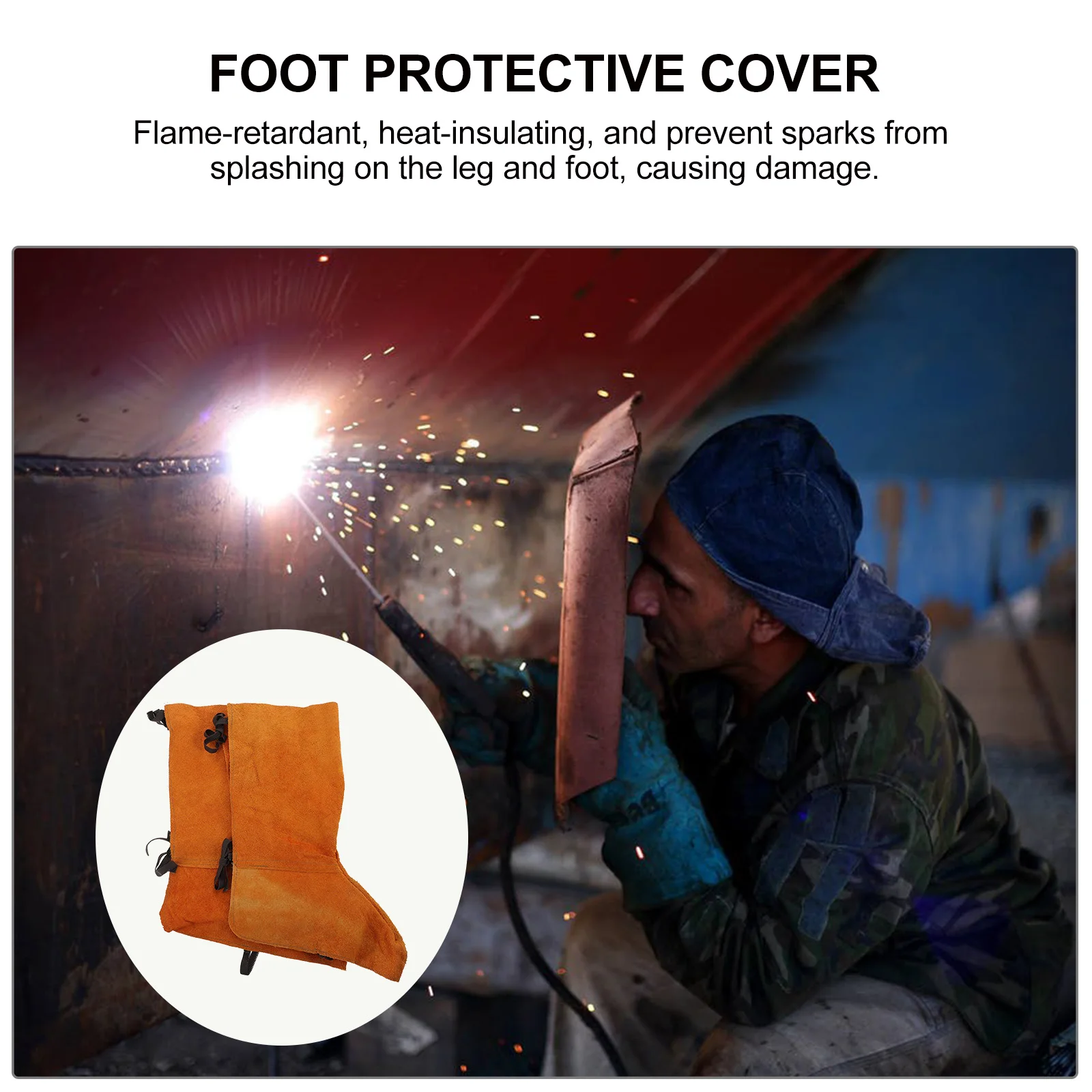 1Pair Welding Shoe Cover Heavy Duty Flame Resistant Foot Protector Anti Scald Abrasion Proof for Welding Jobs Portable Secure