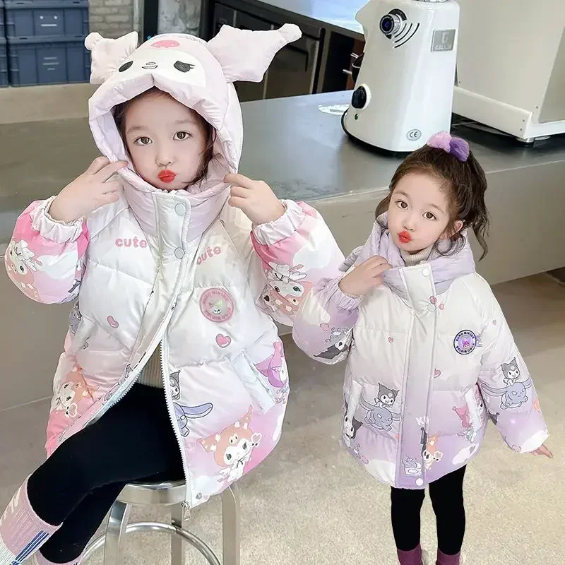 

Kuromi Anime Kawaii Fashion Lovely Warm Jacket Cute Cartoon Cotton Sanrio Ins Hooded Coat Cloth Winter Sweet Gifts for Kids