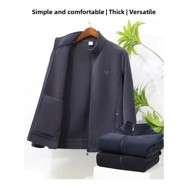 Veste polaire sportive ample et confortable pour hommes, veste de pêche à la mode, polyvalente, tendance, col montant, chaude, rembourrée en coton