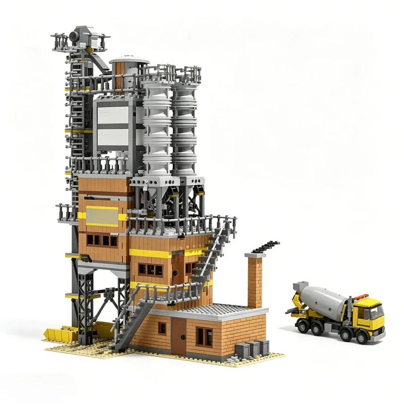 Customize 2671PCS Concrete Mix Plant Industrial Model Custom Creative Series Building Blocks Assembly Educational Toy Xmas Gift