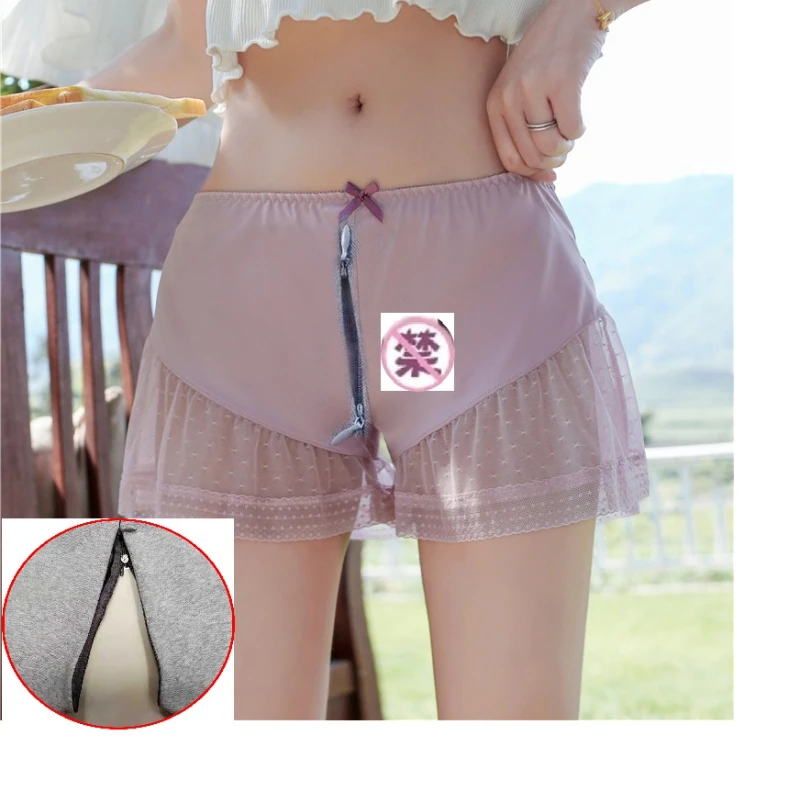 Quan Hệ Tình Dục Đáy Quần Khóa Mở Khóa Để Tránh StrippingShorts Dưới Váy Ren Cao Cấp Thun Đùi An Toàn Ngắn